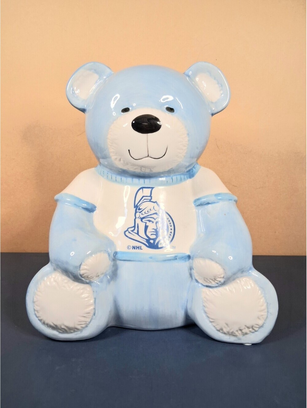 Cute Ottawa Senators 7" Blue And White Teddy Bear Piggy Bank With Plug